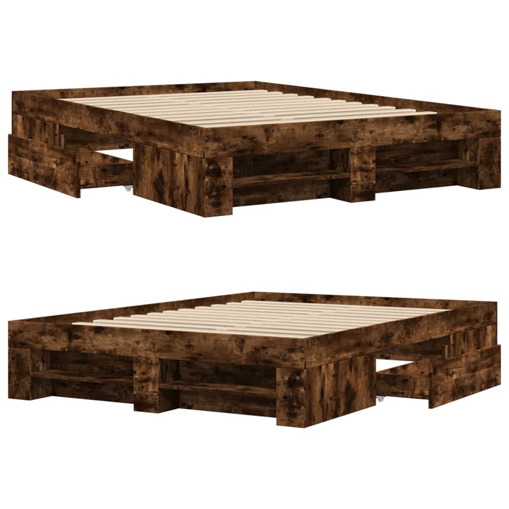 Bed Frame without Mattress Smoked Oak 120x200 cm Engineered Wood