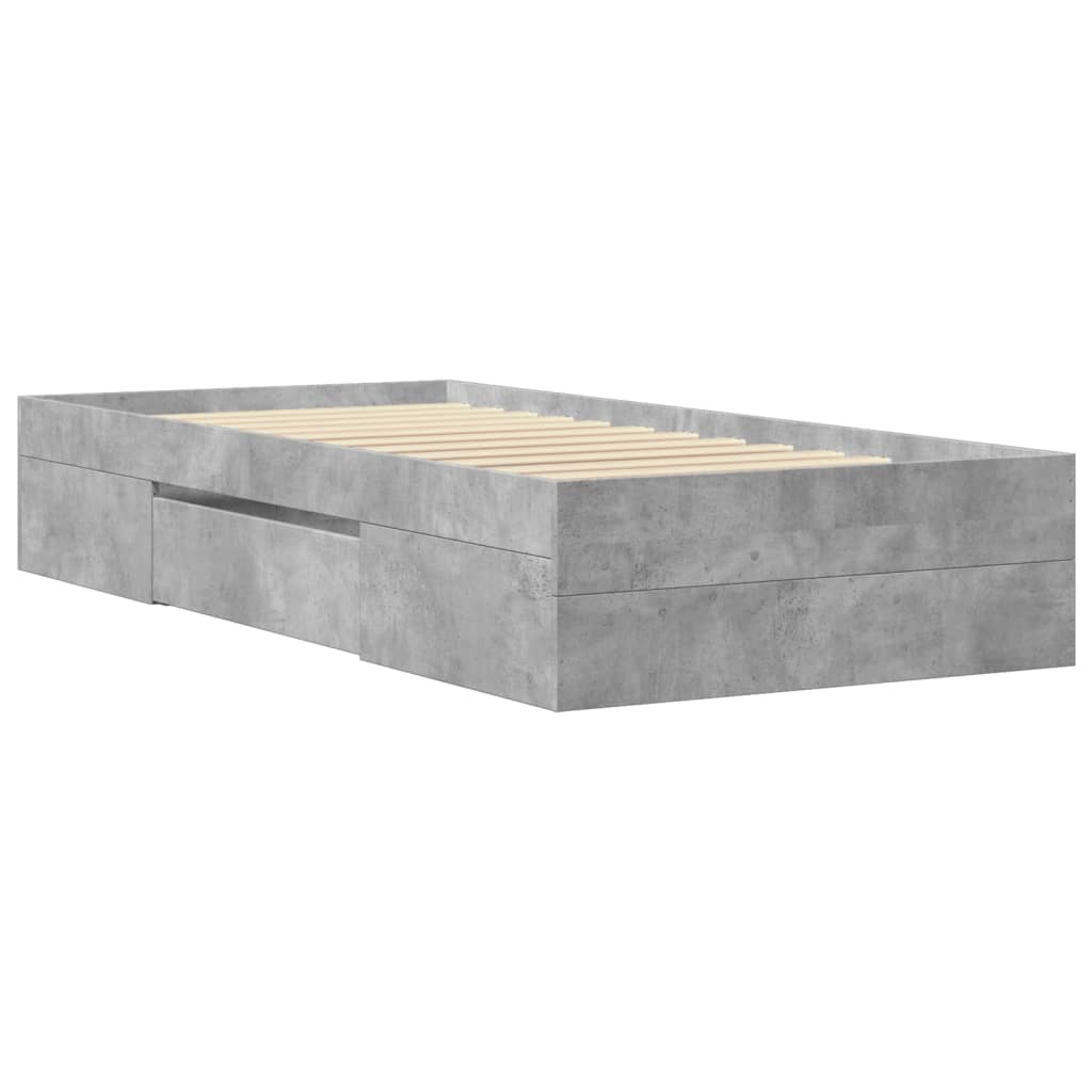 Bed Frame without Mattress Concrete Grey 100x200cm Engineered Wood