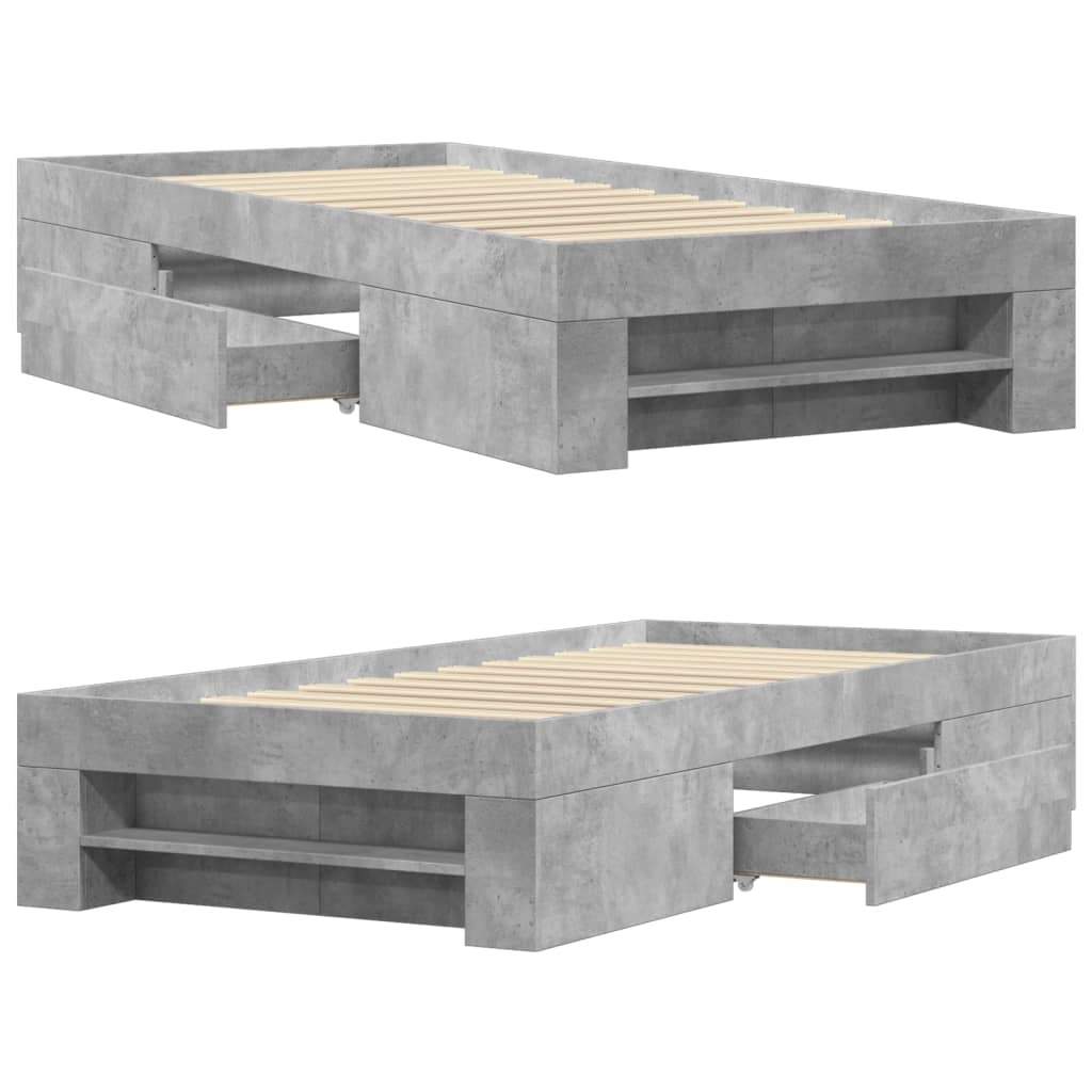 Bed Frame without Mattress Concrete Grey 100x200cm Engineered Wood