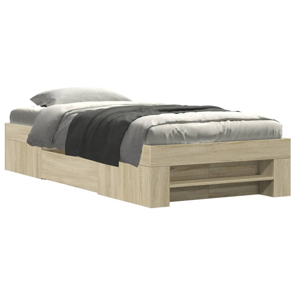 Bed Frame without Mattress Sonoma Oak 90x200 cm Engineered Wood