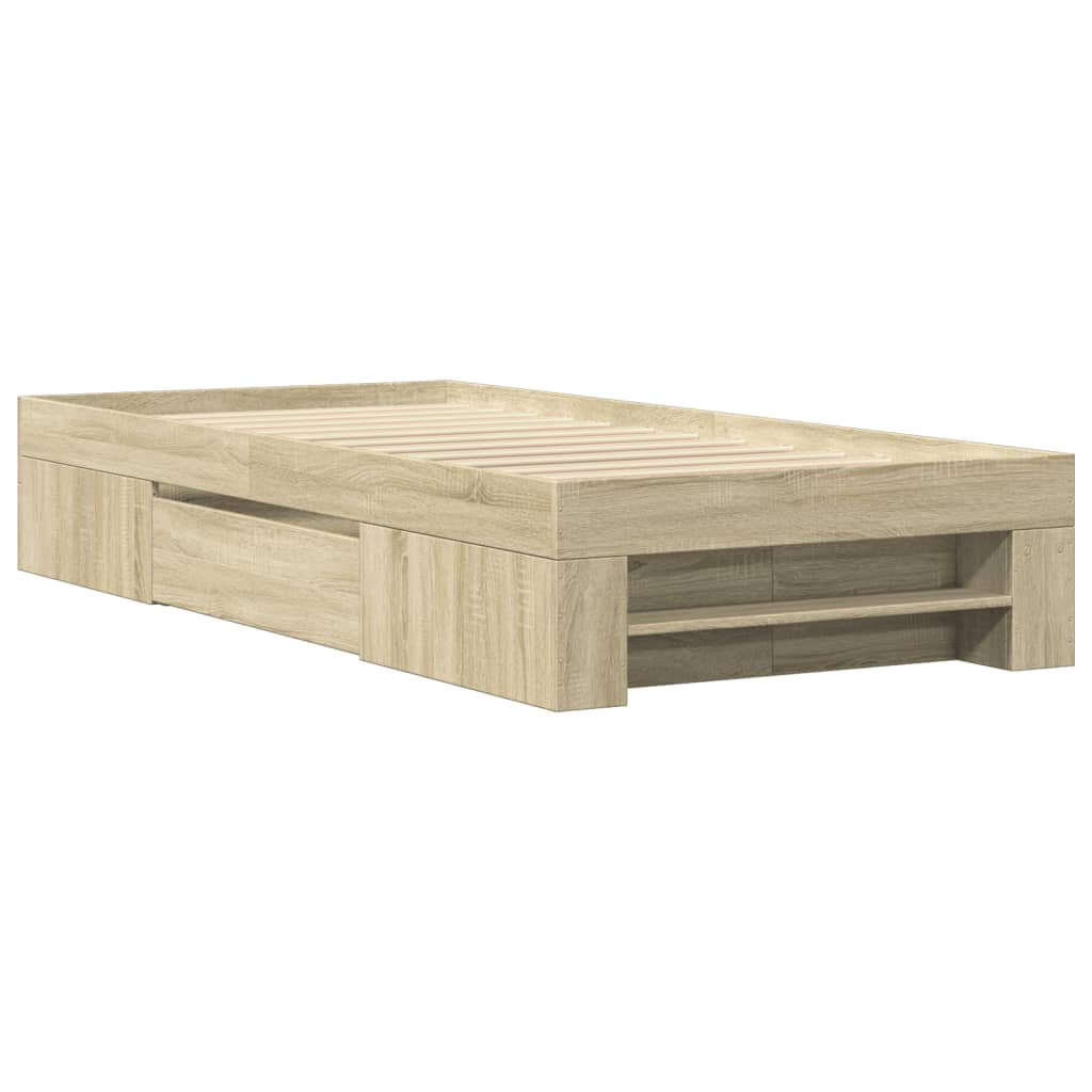 Bed Frame without Mattress Sonoma Oak 90x200 cm Engineered Wood