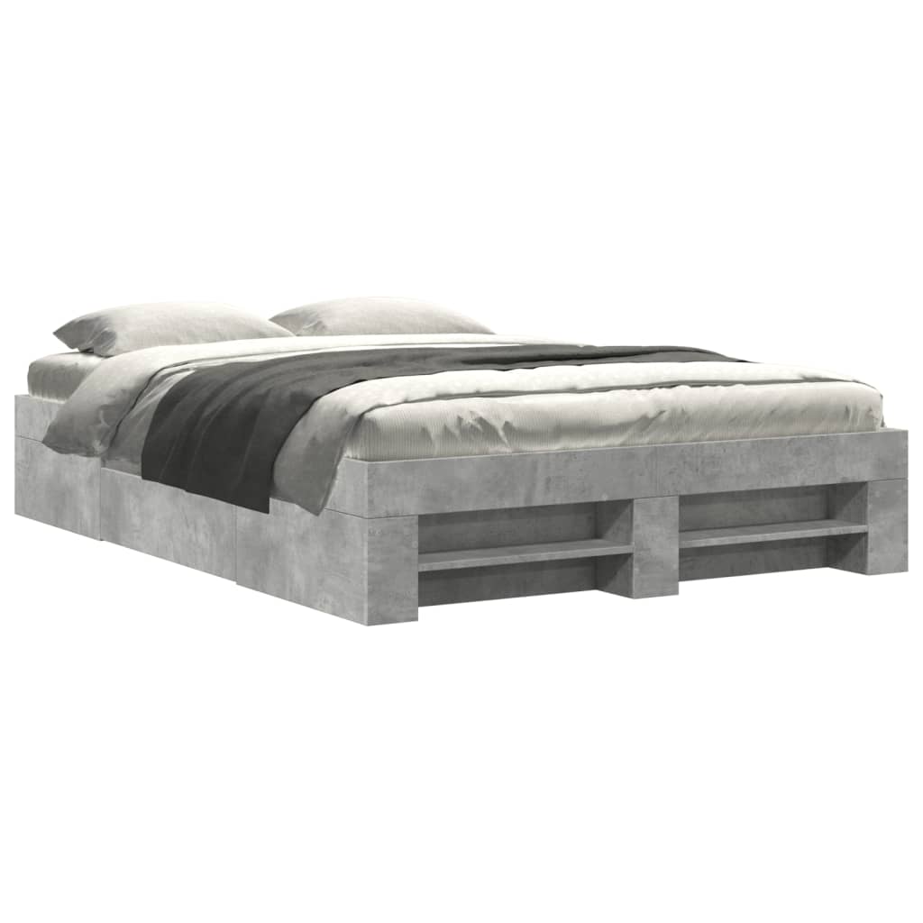 Bed Frame without Mattress Concrete Grey 140x190cm Engineered Wood