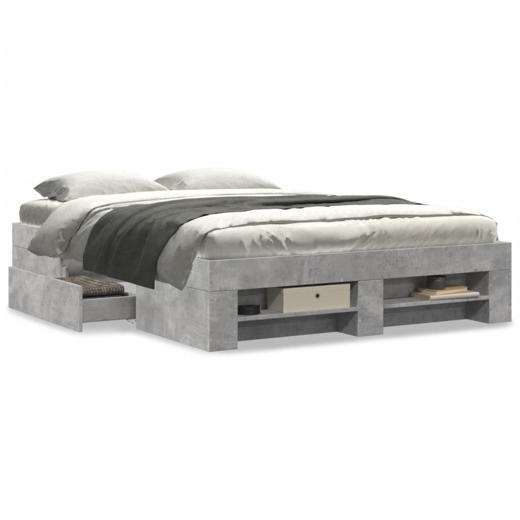 Bed Frame without Mattress Concrete Grey 140x190cm Engineered Wood