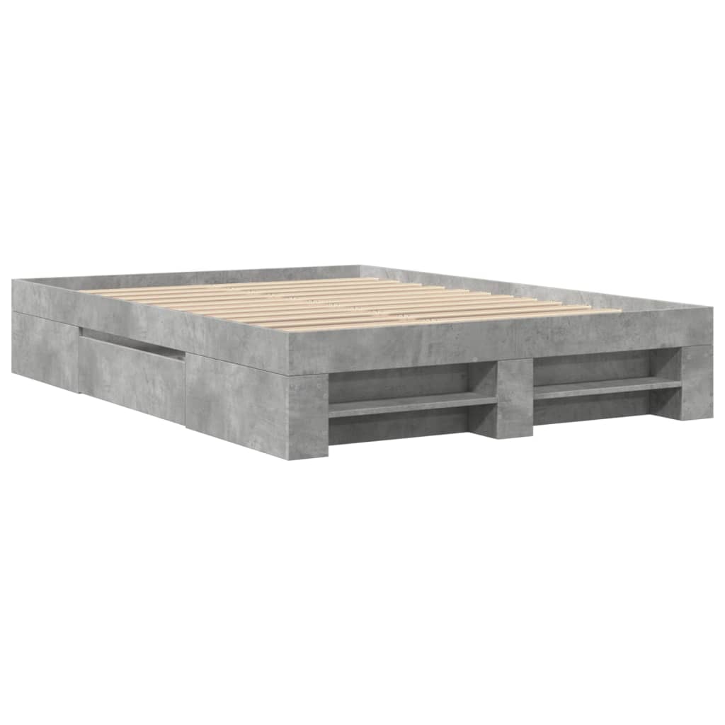 Bed Frame without Mattress Concrete Grey 135x190cm Engineered Wood