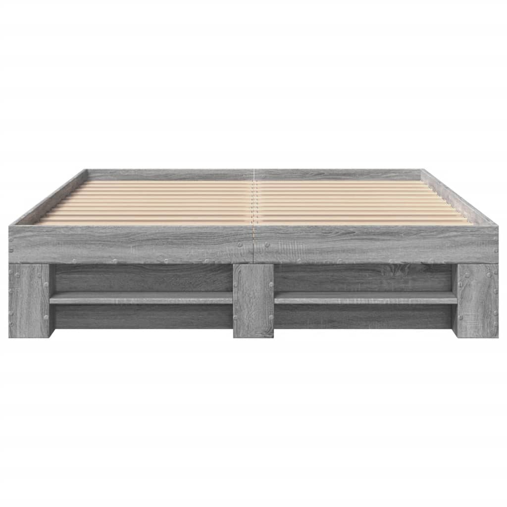 Bed Frame without Mattress Grey Sonoma 135x190 cm Double Engineered Wood
