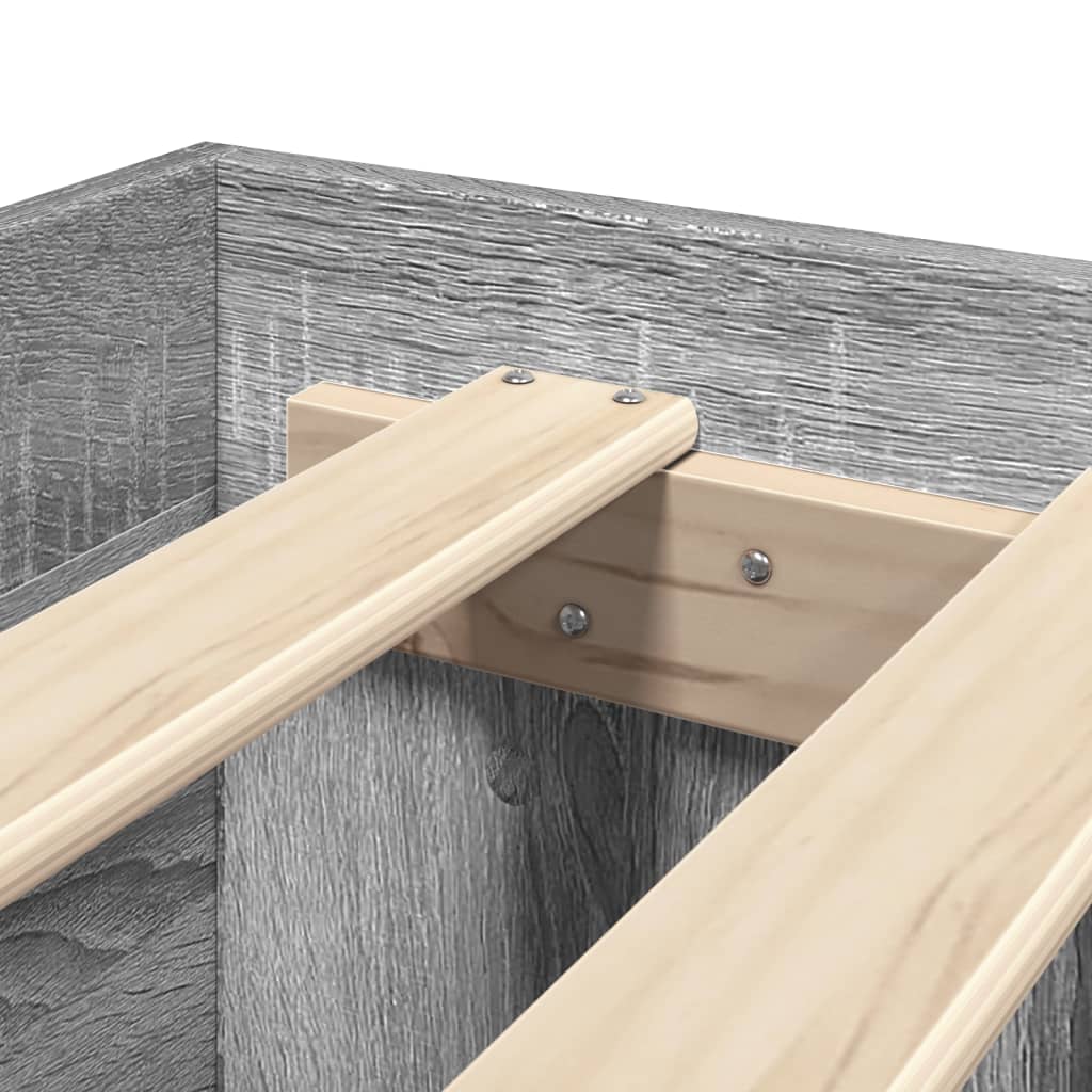 Bed Frame without Mattress Grey Sonoma 135x190 cm Double Engineered Wood
