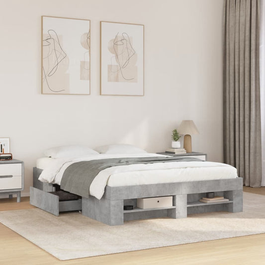 Bed Frame without Mattress Concrete Grey 120x190cm Engineered Wood