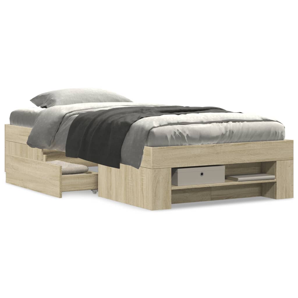 Bed Frame without Mattress Sonoma Oak 90x190 cm Single Engineered Wood