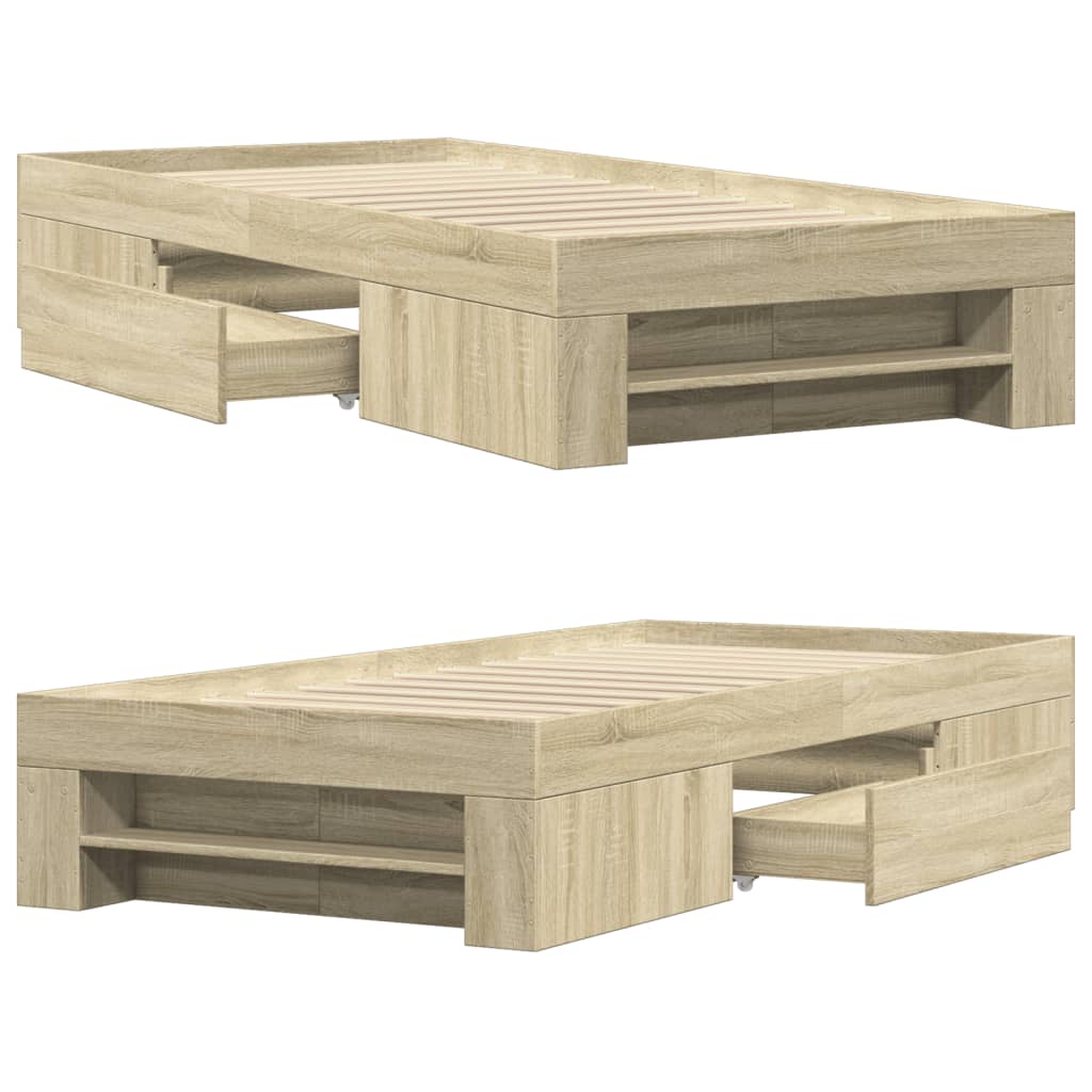 Bed Frame without Mattress Sonoma Oak 90x190 cm Single Engineered Wood