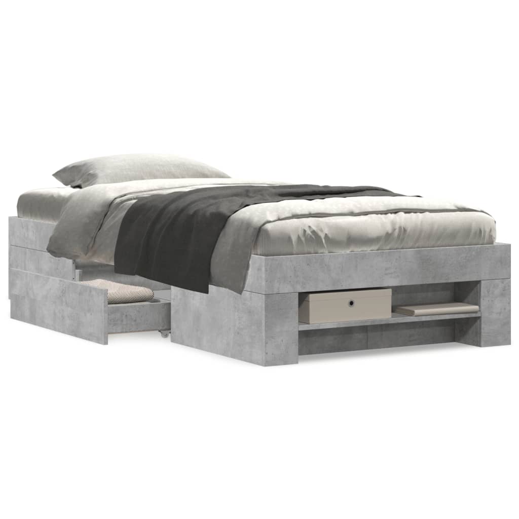 Bed Frame without Mattress Concrete Grey 90x190cm Engineered Wood