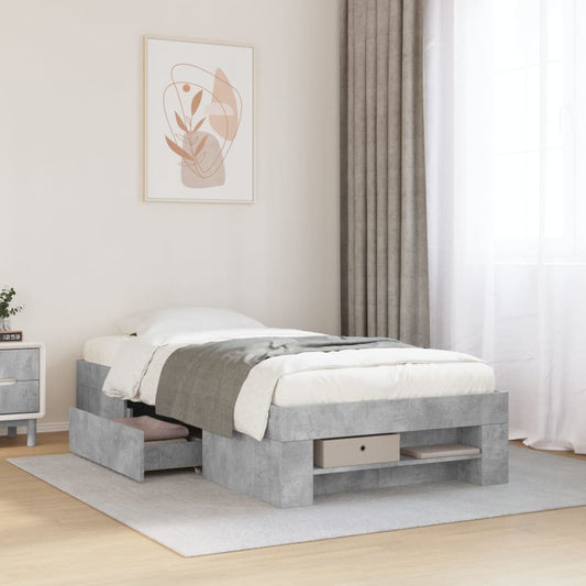 Bed Frame without Mattress Concrete Grey 90x190cm Engineered Wood