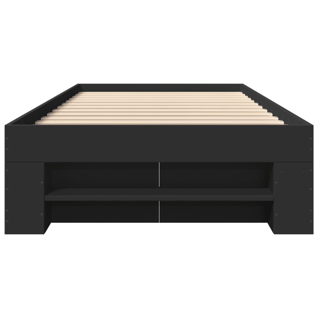 Bed Frame without Mattress Black 75x190 cm Small Single Engineered Wood