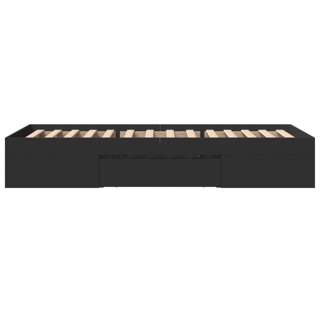 Bed Frame without Mattress Black 75x190 cm Small Single Engineered Wood
