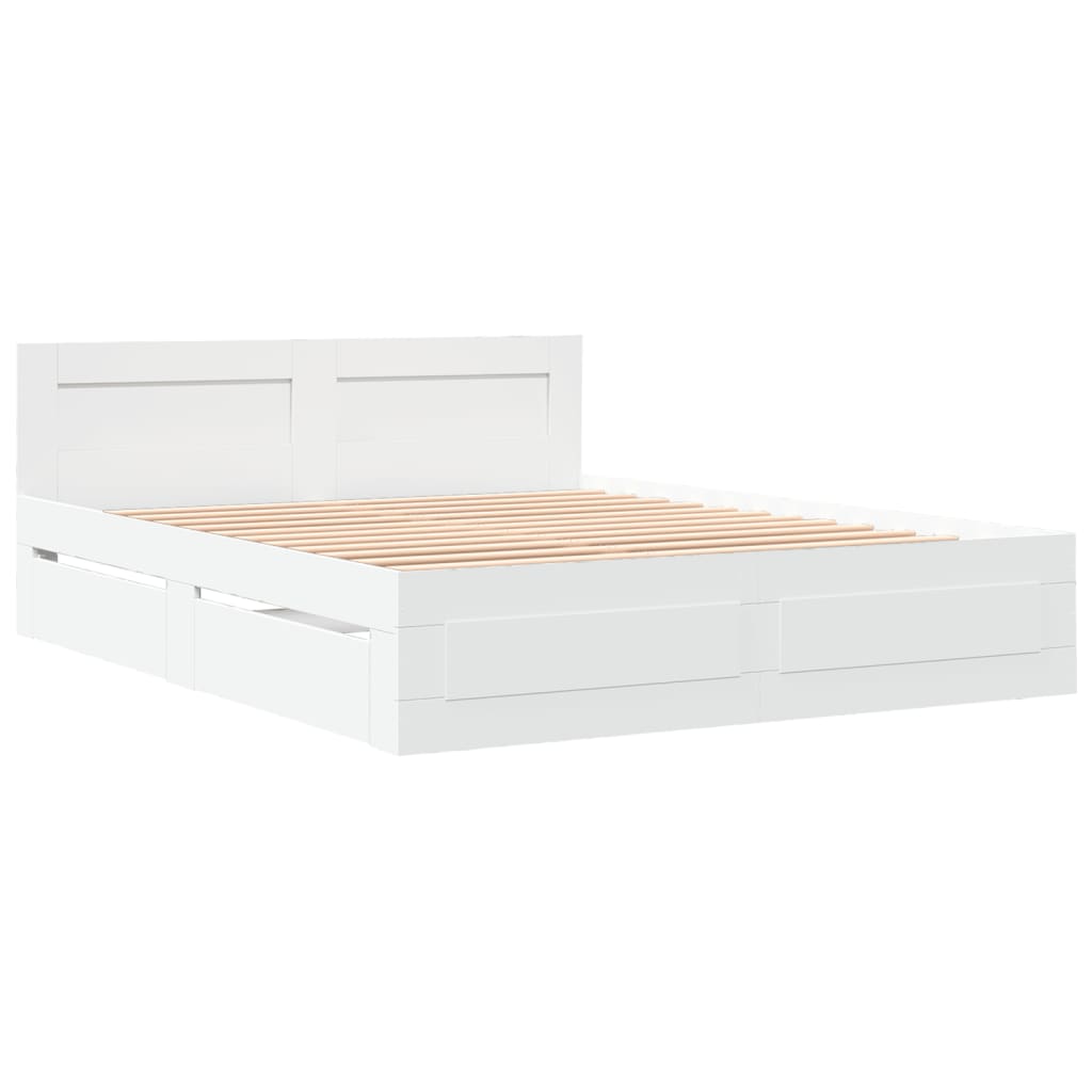 Bed Frame with Headboard without Mattress White 160x200 cm