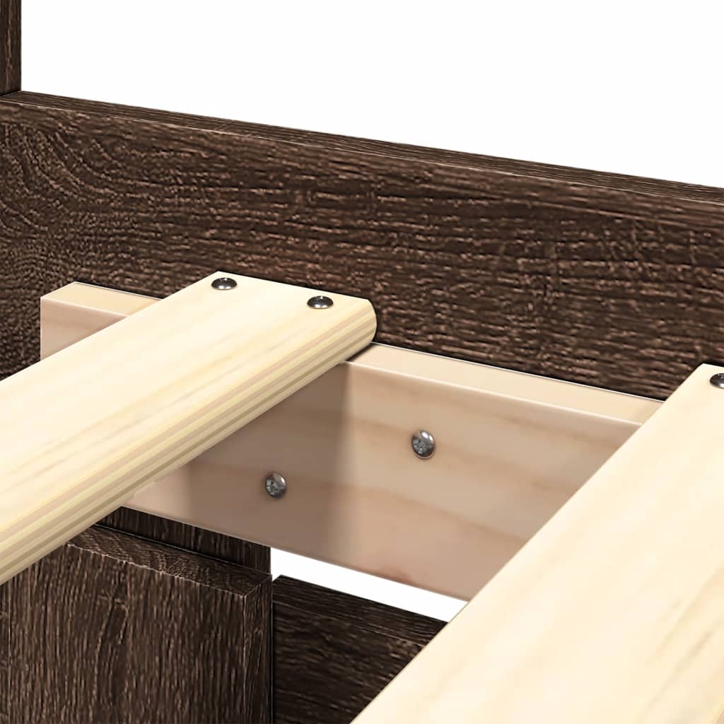 Bed Frame with Headboard without Mattress Brown Oak 160x200 cm