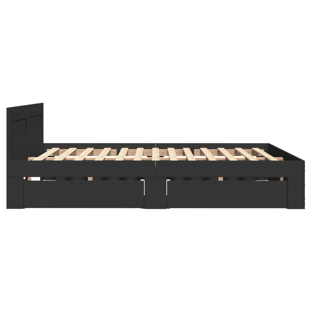 Bed Frame with Headboard without Mattress Black 120x200 cm
