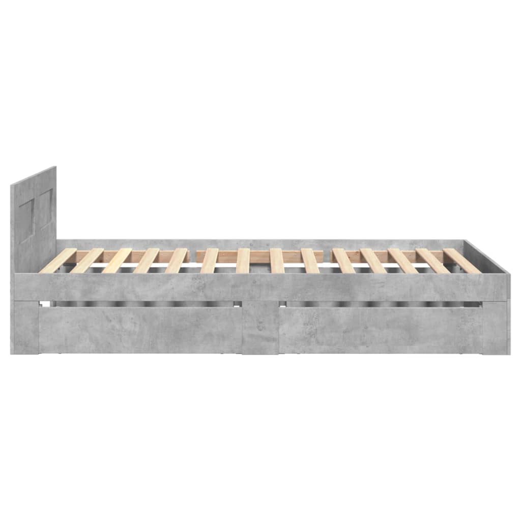 Bed Frame with Headboard without Mattress Concrete Grey 100x200 cm