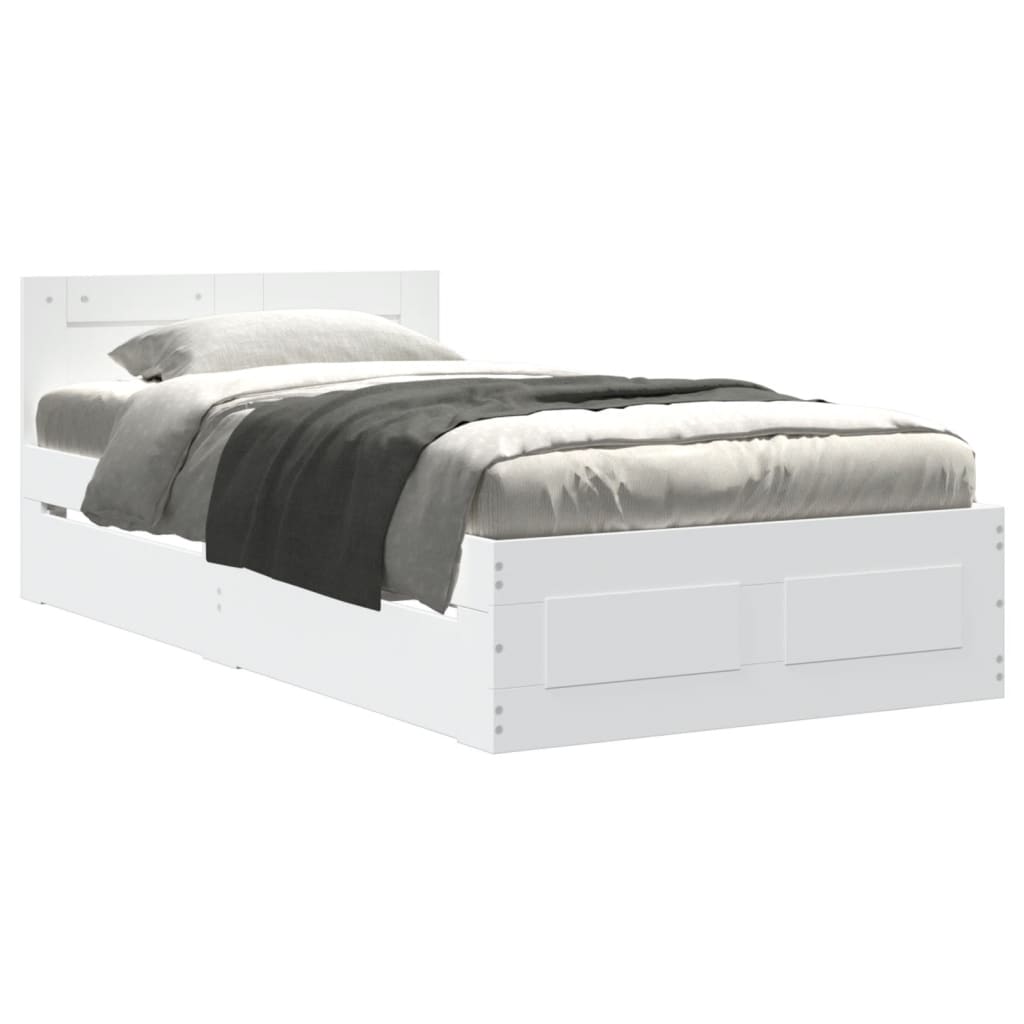 Bed Frame with Headboard without Mattress White 90x200 cm