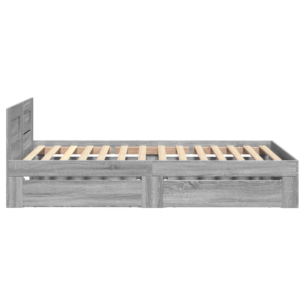 Bed Frame with Headboard without Mattress Grey Sonoma 90x200 cm