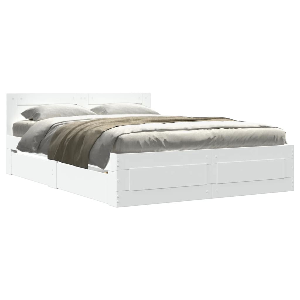 Bed Frame with Headboard without Mattress White 120x190 cm Small Double