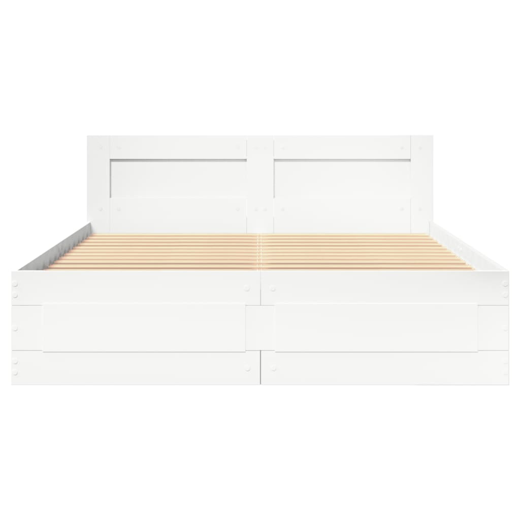 Bed Frame with Headboard without Mattress White 120x190 cm Small Double
