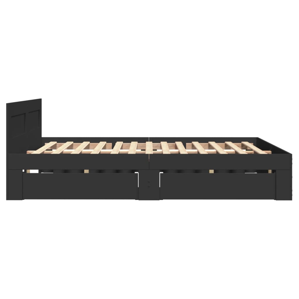 Bed Frame with Headboard without Mattress Black 120x190 cm Small Double