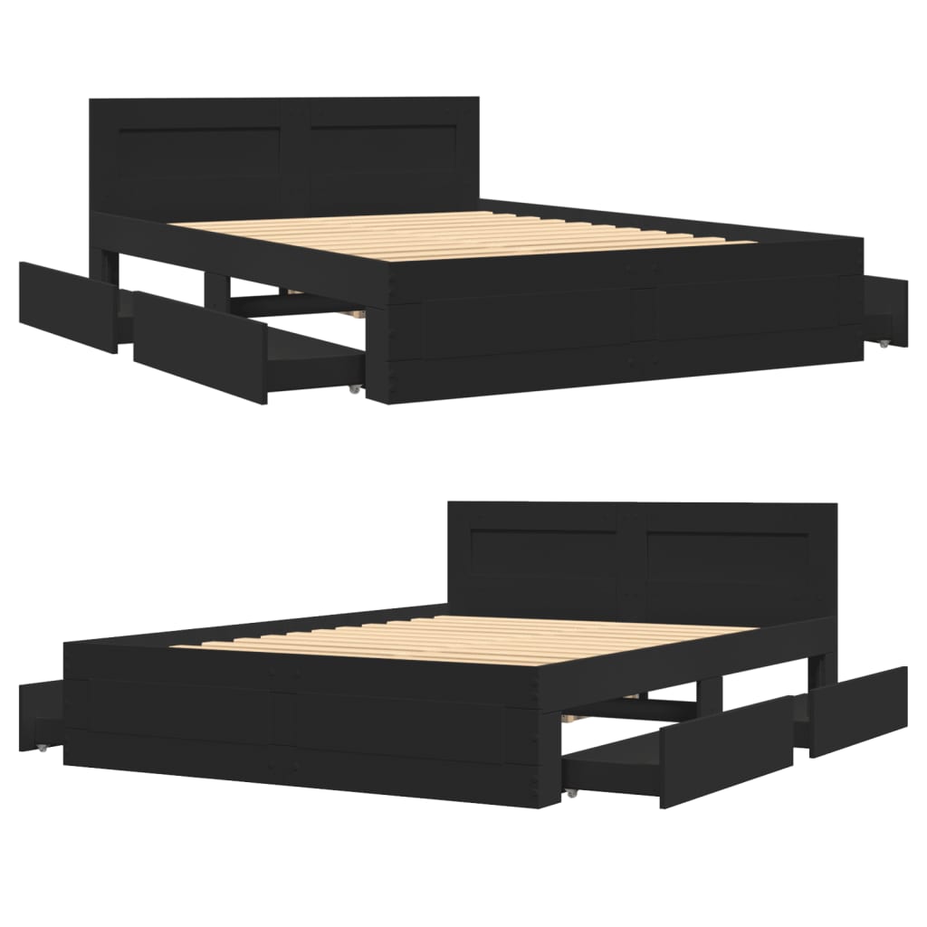 Bed Frame with Headboard without Mattress Black 120x190 cm Small Double
