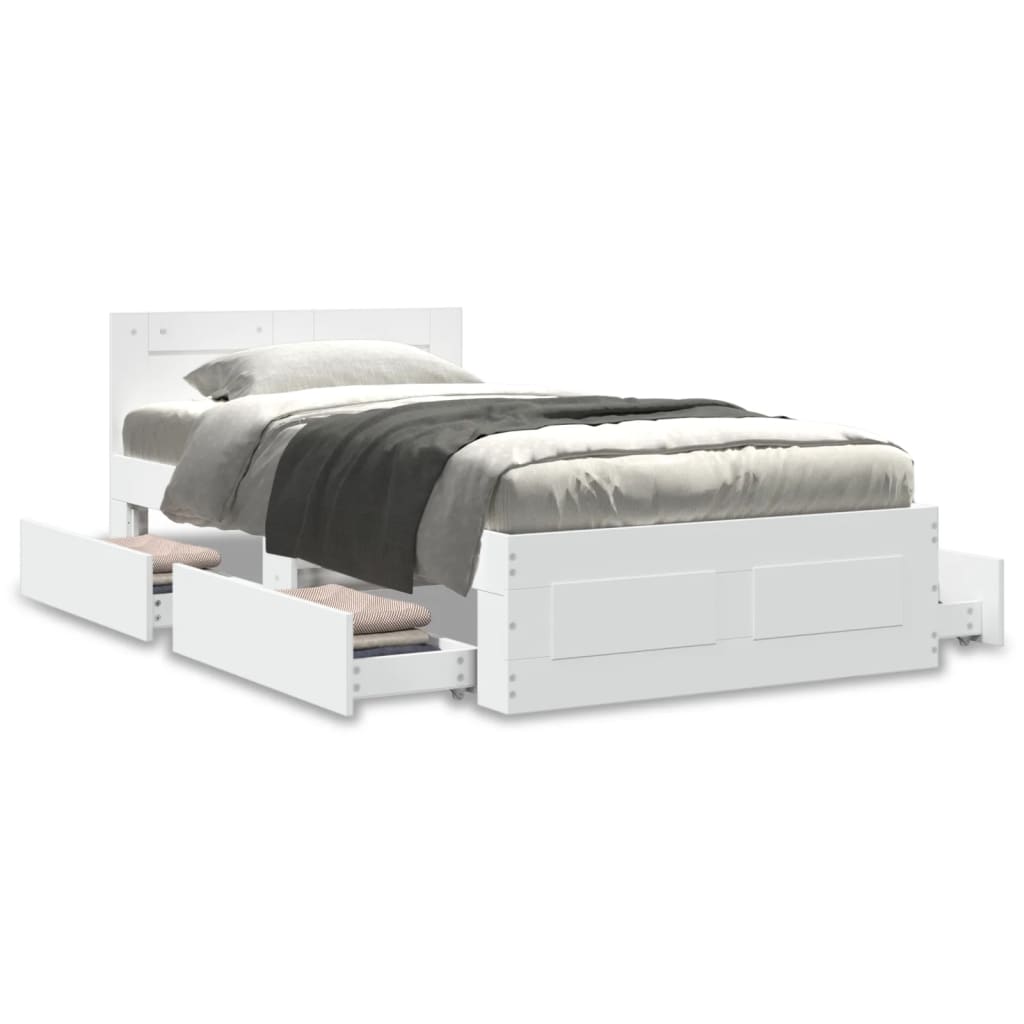 Bed Frame with Headboard without Mattress White 75x190 cm Small Single