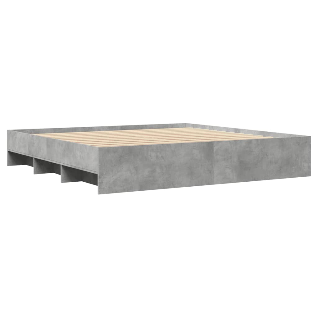 Bed Frame without Mattress Concrete Grey 200x200cm Engineered Wood