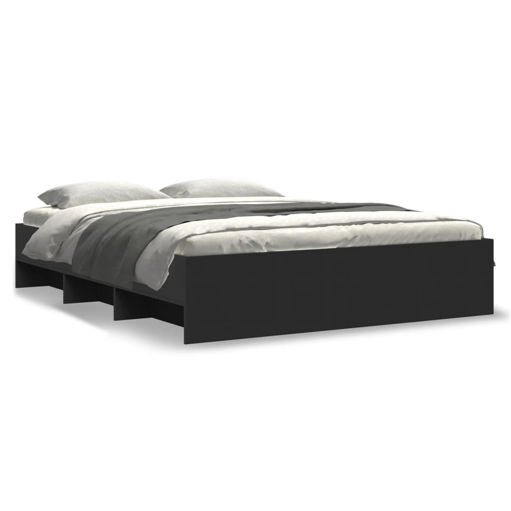 Bed Frame without Mattress Black 160x200 cm Engineered Wood