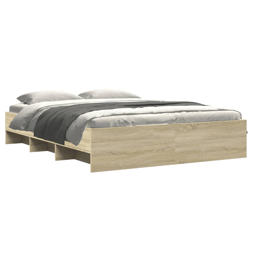 Bed Frame without Mattress Sonoma Oak 160x200 cm Engineered Wood
