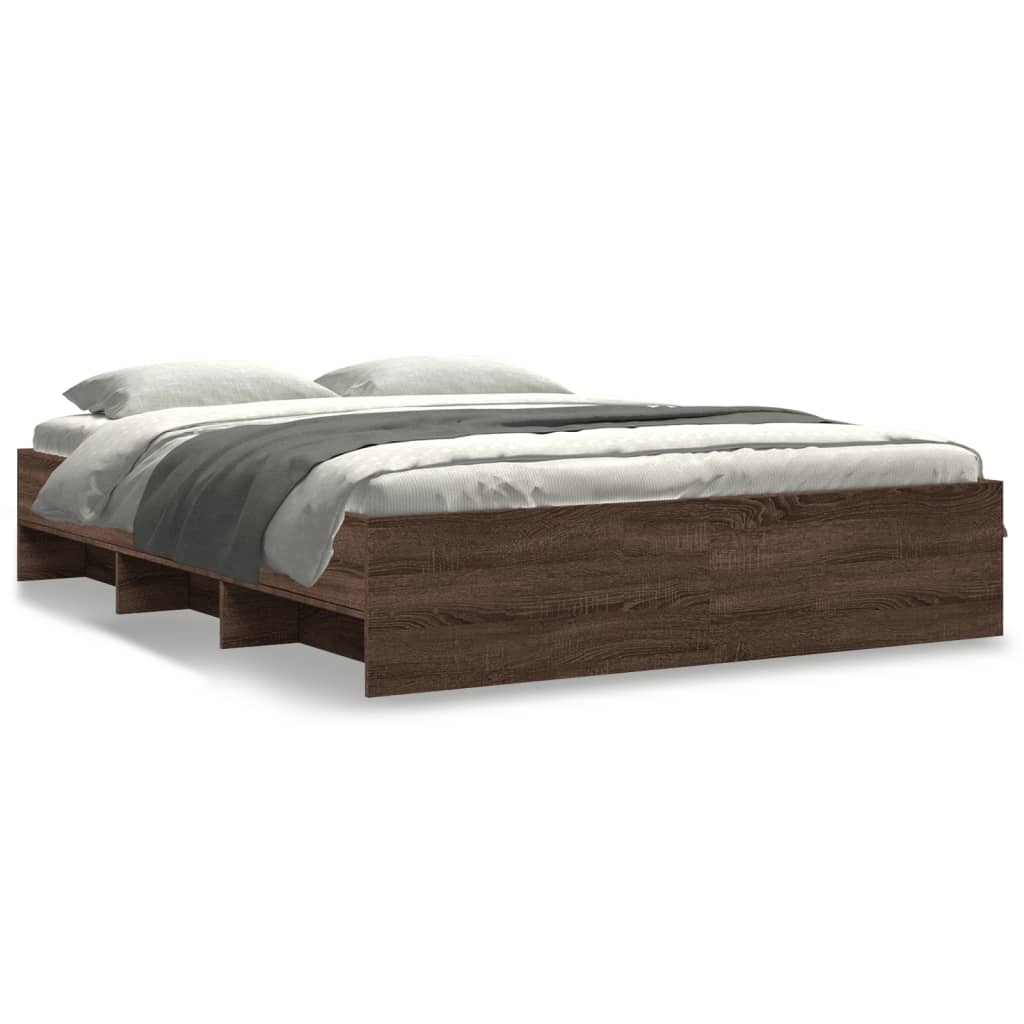 Bed Frame without Mattress Brown Oak 160x200 cm Engineered Wood