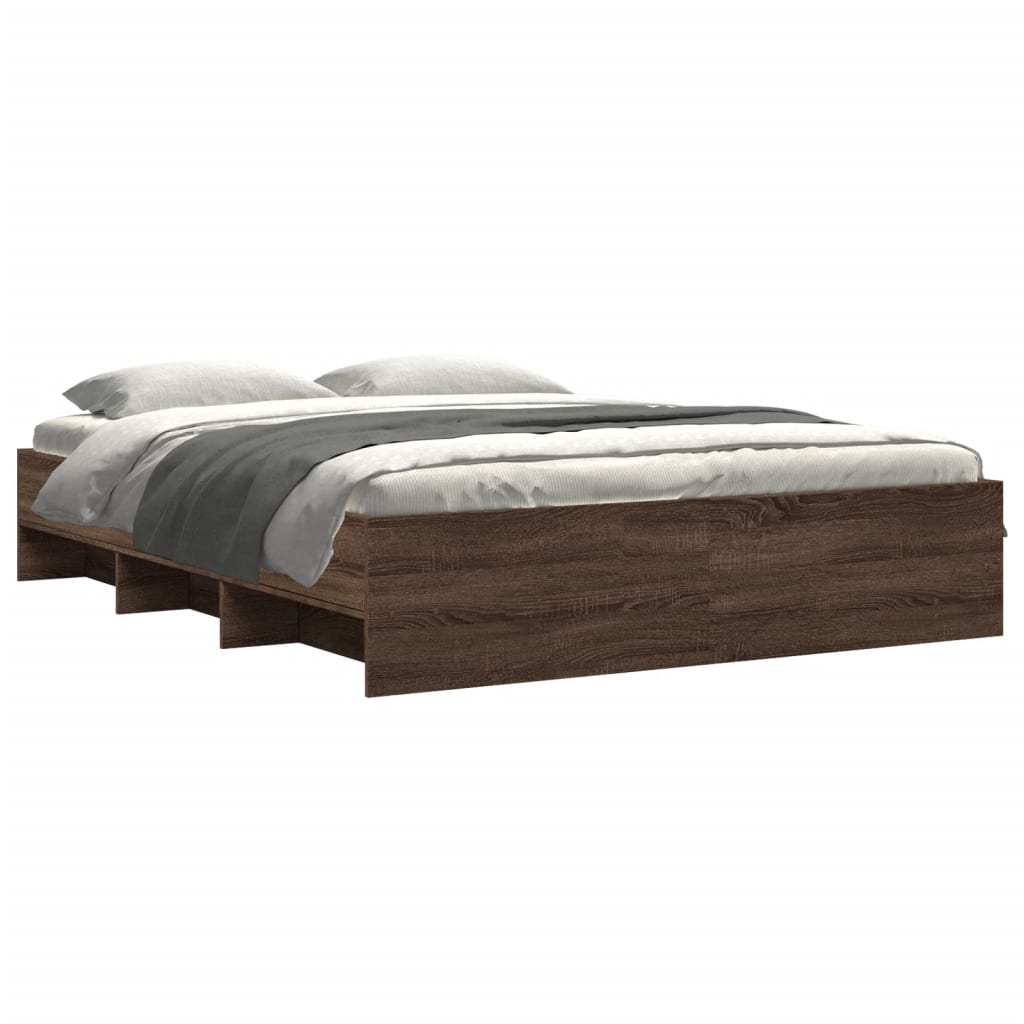 Bed Frame without Mattress Brown Oak 160x200 cm Engineered Wood