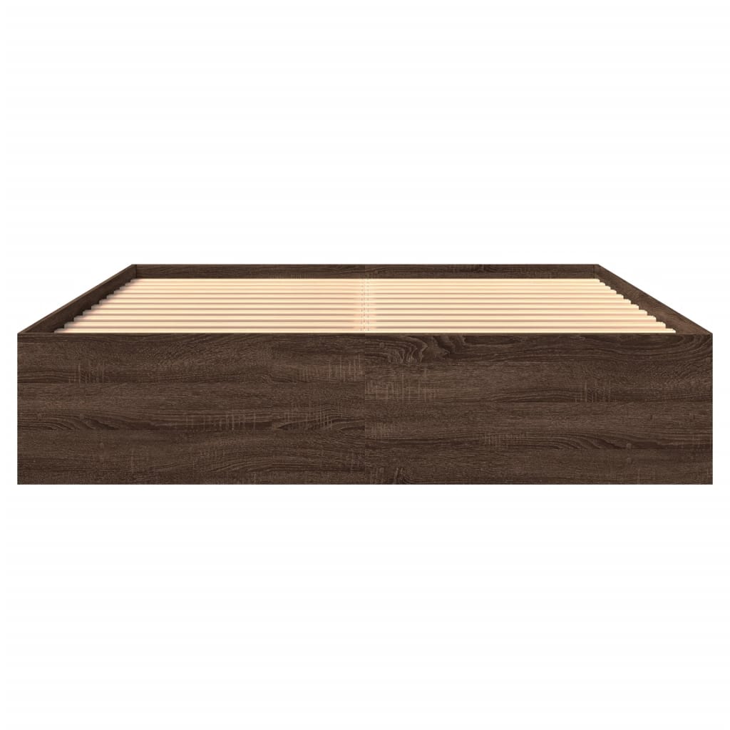 Bed Frame without Mattress Brown Oak 160x200 cm Engineered Wood