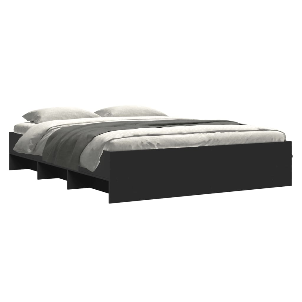 Bed Frame without Mattress Black 150x200 cm King Size Engineered Wood