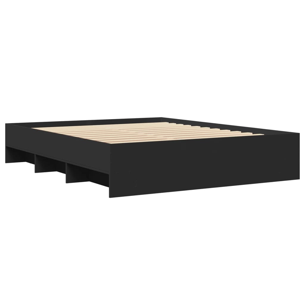 Bed Frame without Mattress Black 150x200 cm King Size Engineered Wood