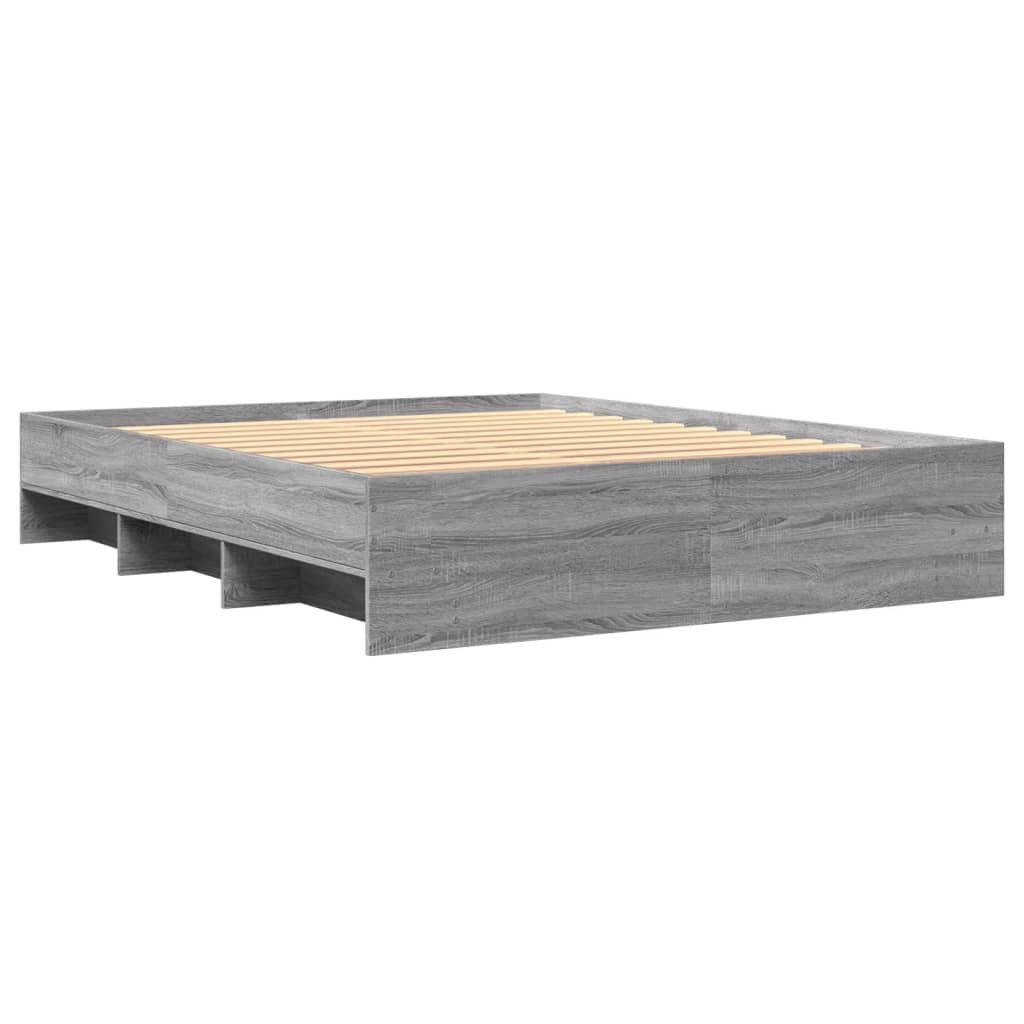 Bed Frame without Mattress Grey Sonoma 150x200 cm King Size Engineered Wood