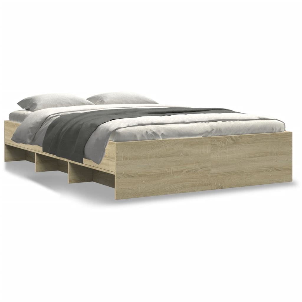 Bed Frame without Mattress Sonoma Oak 140x200 cm Engineered Wood