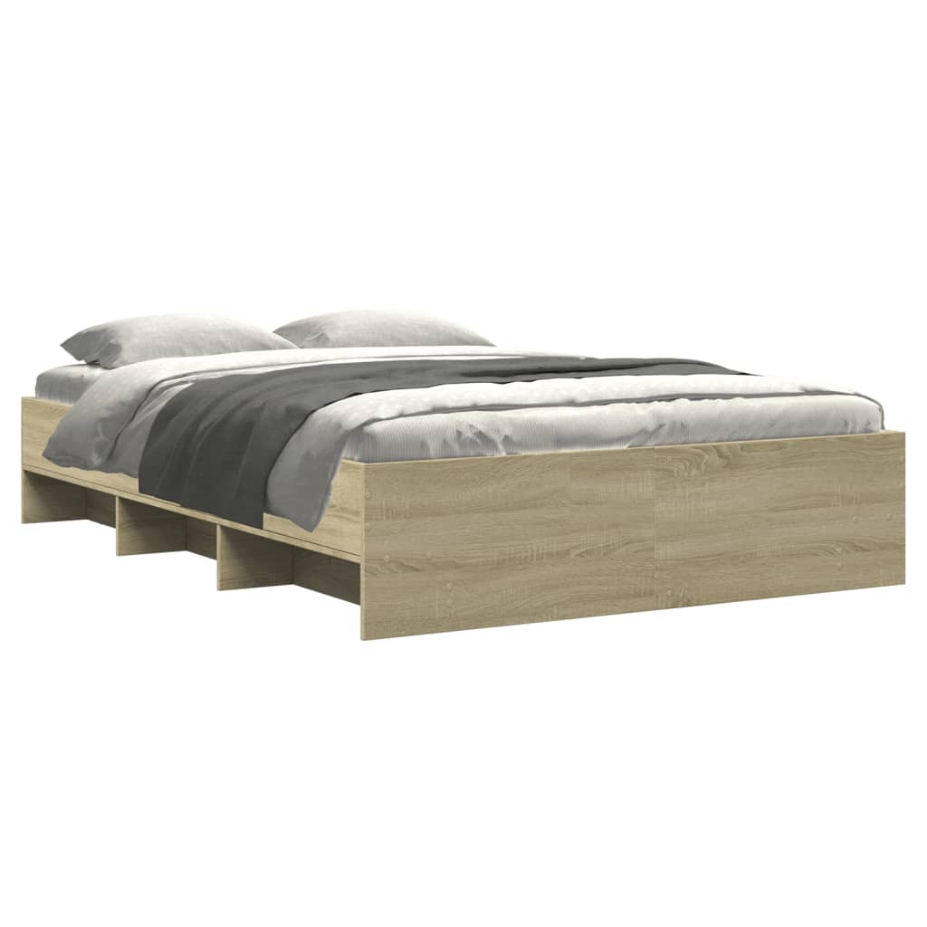 Bed Frame without Mattress Sonoma Oak 140x200 cm Engineered Wood