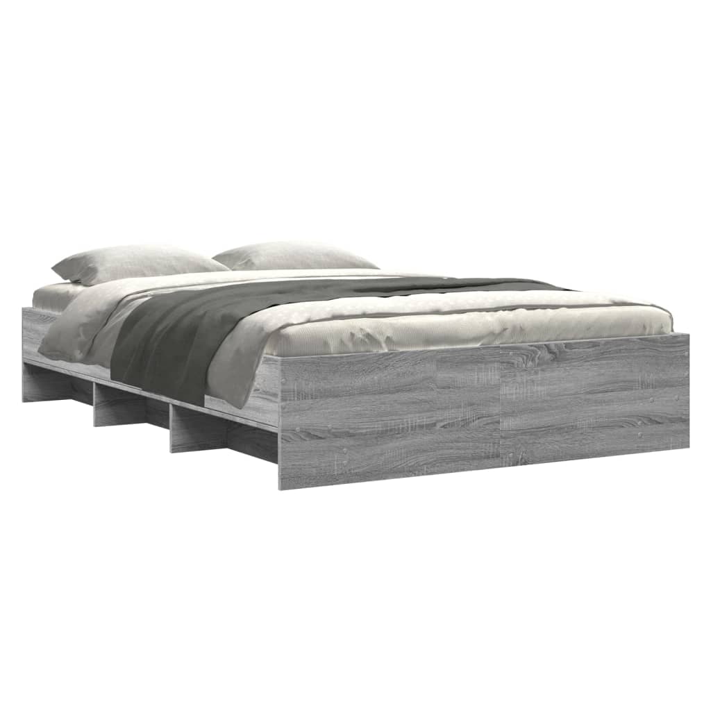Bed Frame without Mattress Grey Sonoma 140x200 cm Engineered Wood