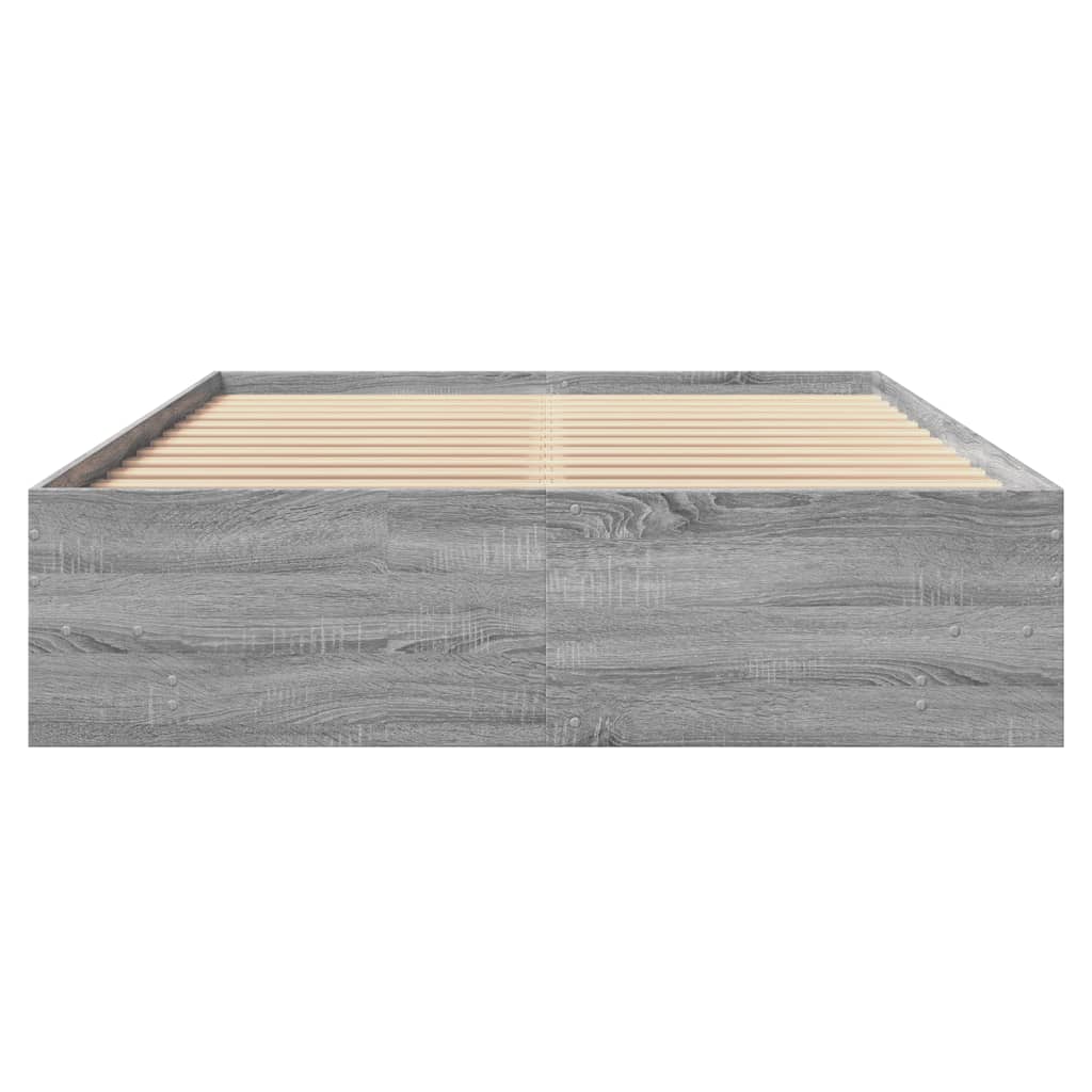 Bed Frame without Mattress Grey Sonoma 140x200 cm Engineered Wood