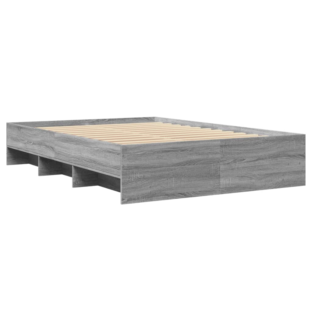Bed Frame without Mattress Grey Sonoma 140x200 cm Engineered Wood