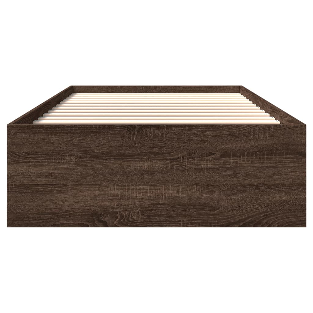 Bed Frame without Mattress Brown Oak 90x200 cm Engineered Wood