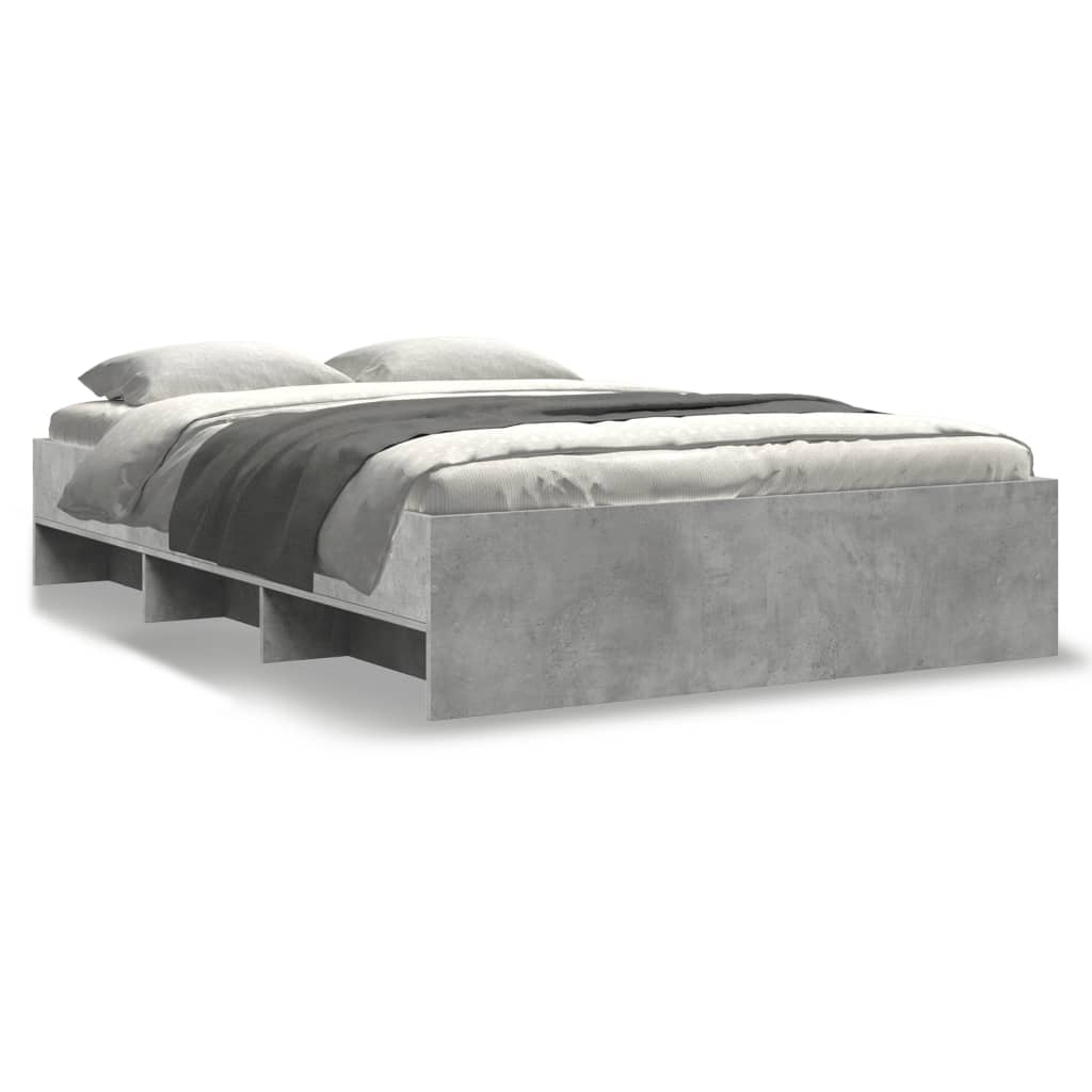 Bed Frame without Mattress Concrete Grey 135x190cm Engineered Wood