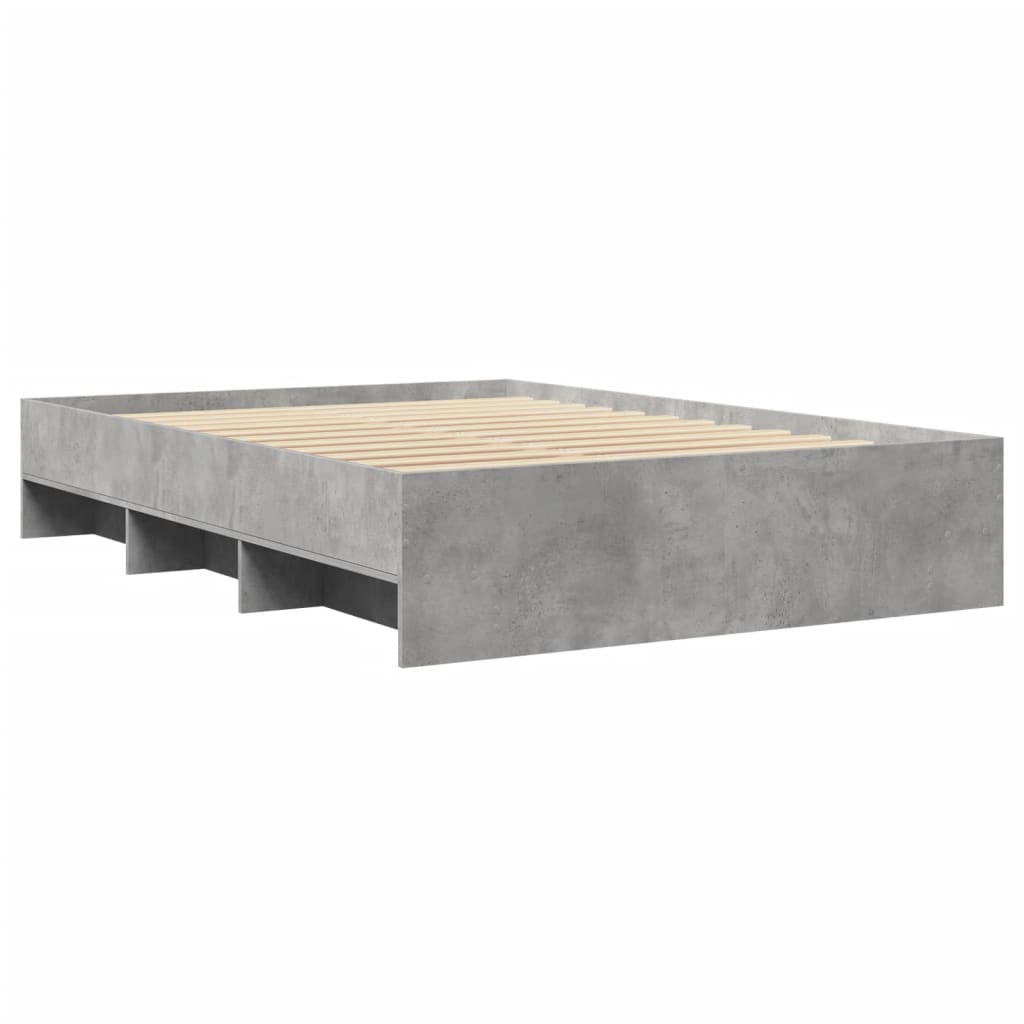 Bed Frame without Mattress Concrete Grey 135x190cm Engineered Wood