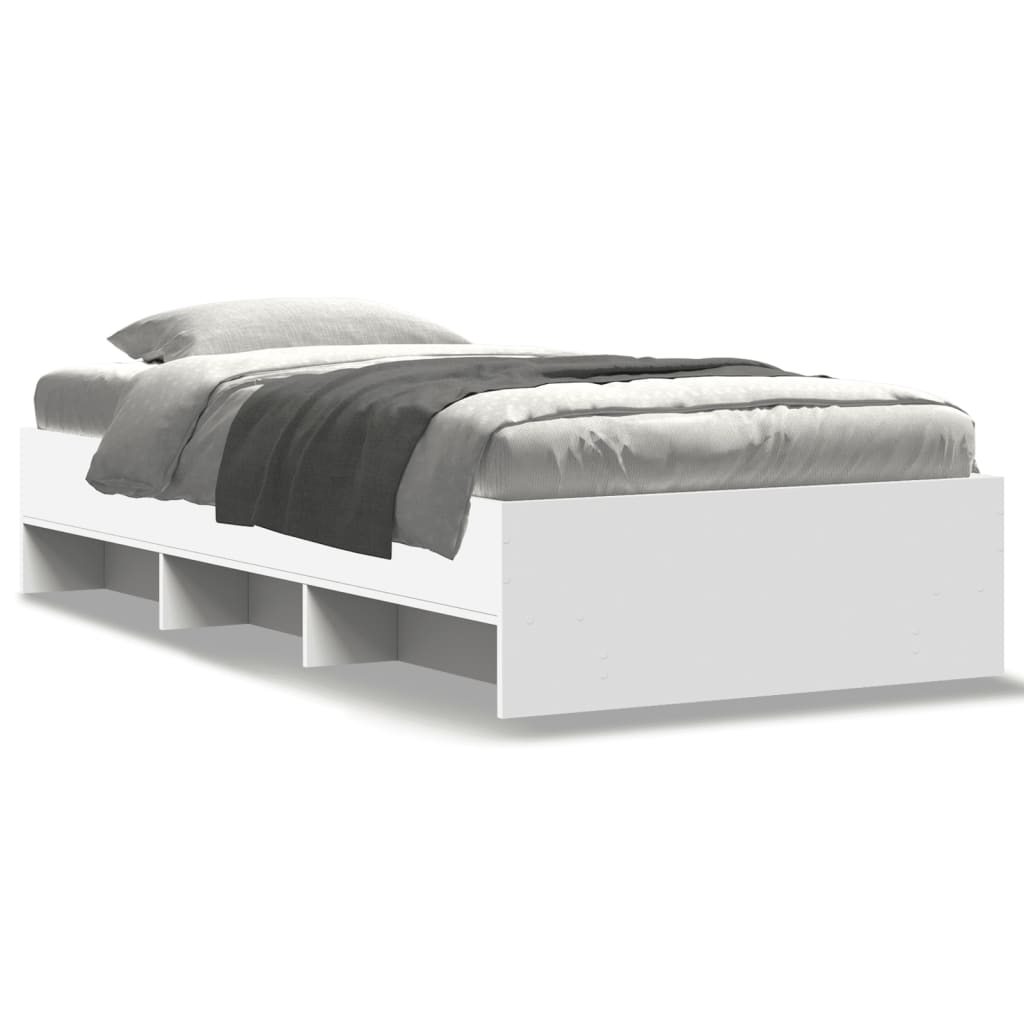 Bed Frame without Mattress White 90x190 cm Single Engineered Wood