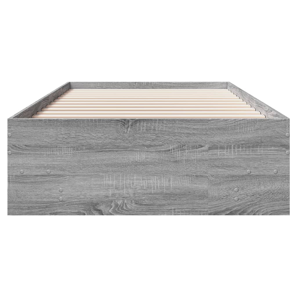 Bed Frame without Mattress Grey Sonoma 90x190 cm Single Engineered Wood