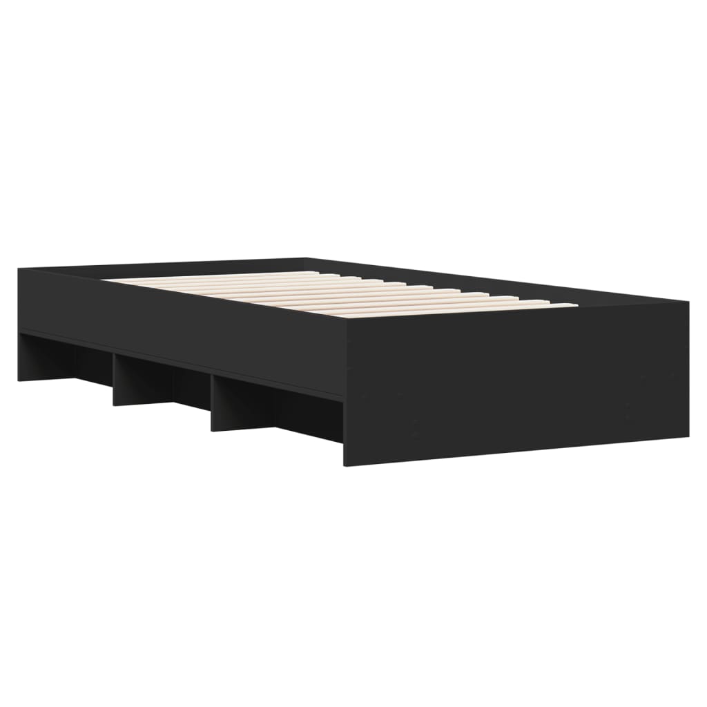 Bed Frame without Mattress Black 75x190 cm Small Single Engineered Wood