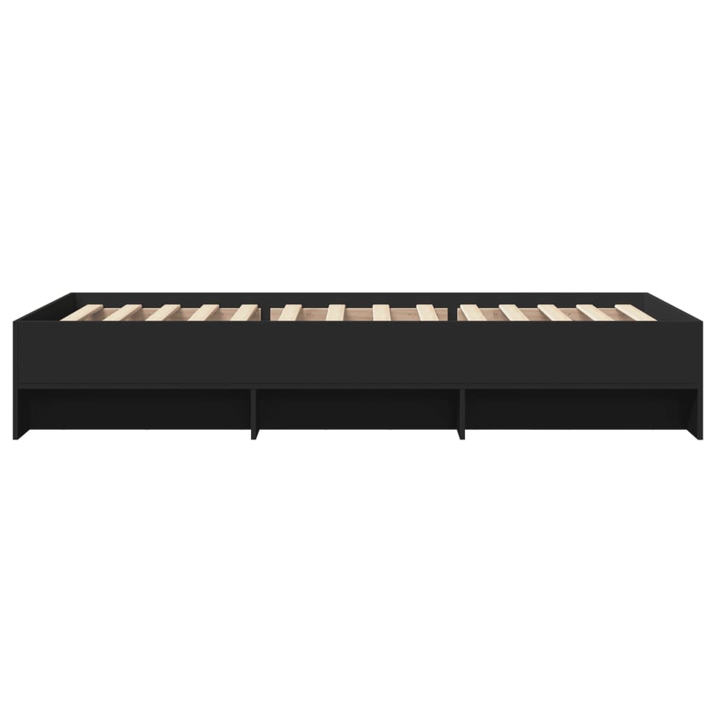 Bed Frame without Mattress Black 75x190 cm Small Single Engineered Wood