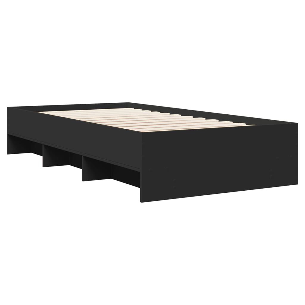 Bed Frame without Mattress Black 75x190 cm Small Single Engineered Wood